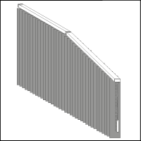 Lamellenanlagen Maßanfertigung - Slope- und rechteckige Anlage (niedrige Seite rechts)